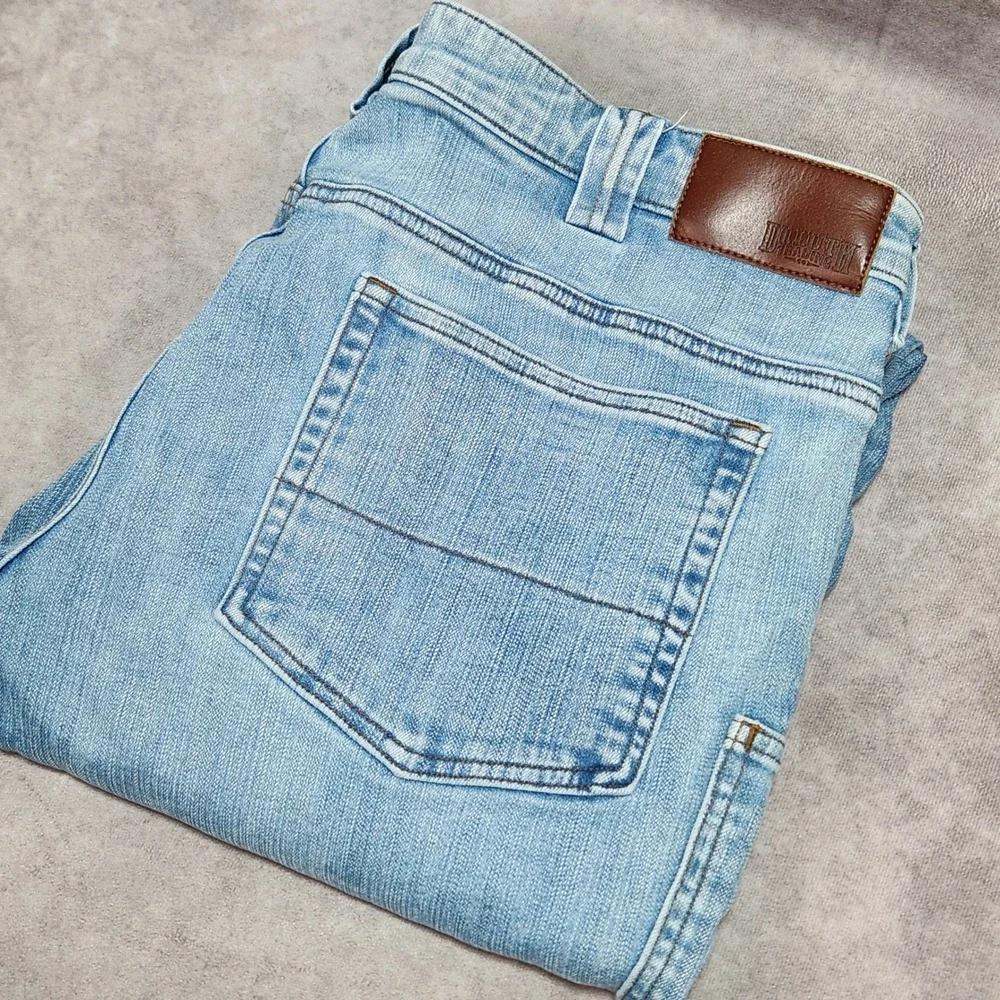 Duluth Trading Co Mens Ballroom Doubleflex Slim Fit Light Wash Jeans 40x30